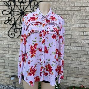 Nanette Lepore floral button down shirt size XL
